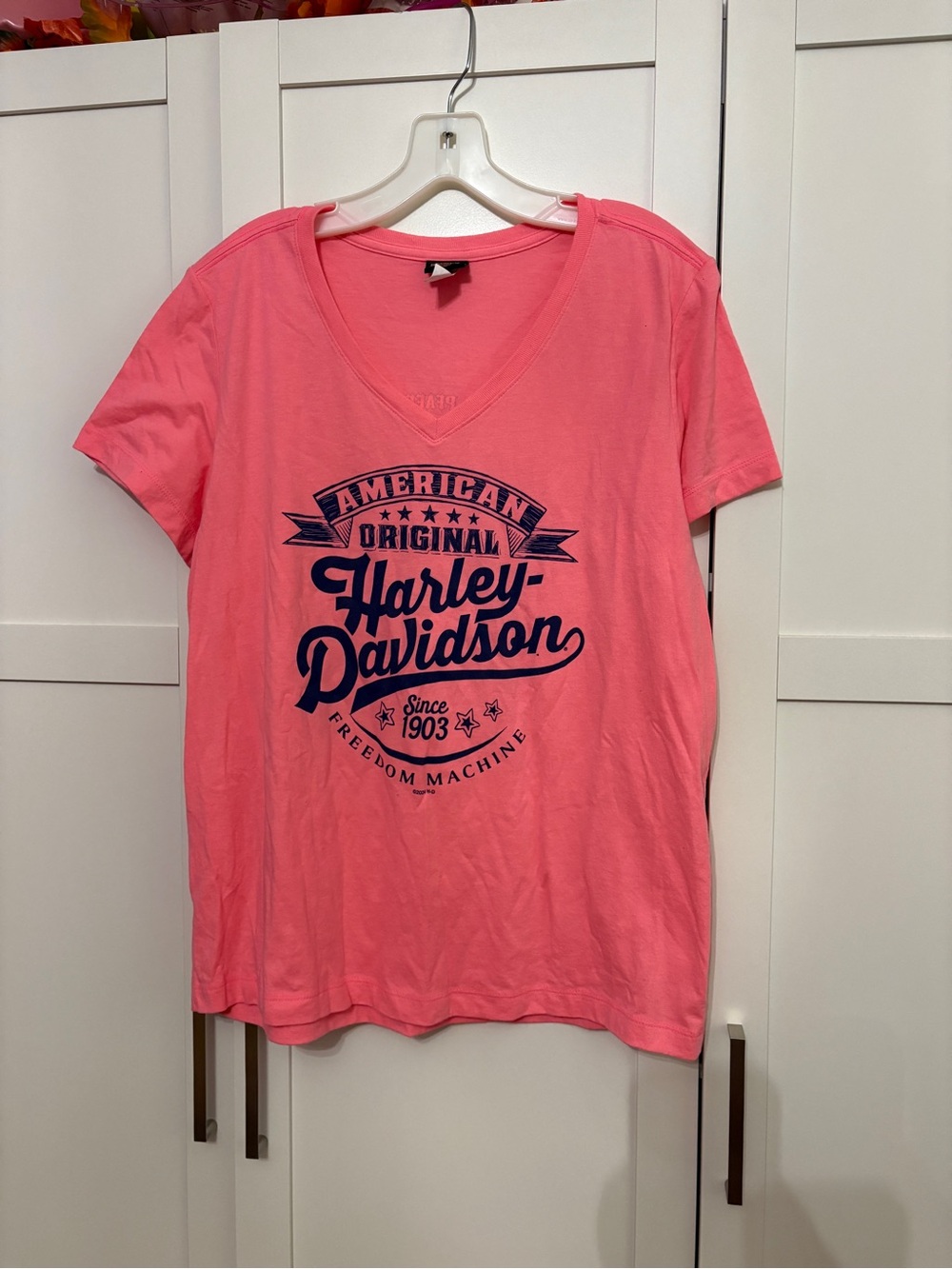 Harley-Davidson Women's Pink Logo V-Neck Tee